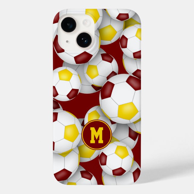 Maroon gold soccer team colours sports pattern Case-Mate iPhone case (Back)