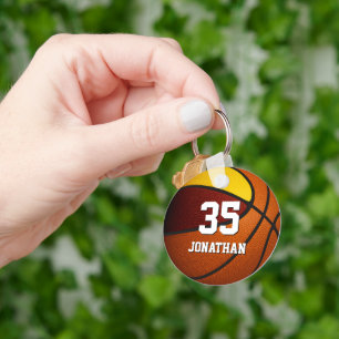 maroon gold sports team colours boys basketball key ring