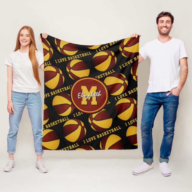 maroon gold sports team colours I love basketball  Fleece Blanket (In Situ)