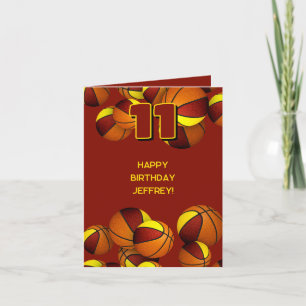 maroon gold team colours basketballs kids birthday card