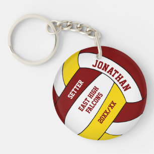 maroon gold team colours custom boys volleyball key ring