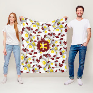 maroon gold team colours soccer balls pattern fleece blanket