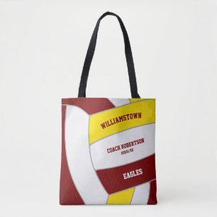 maroon gold team colours volleyball athlete coach tote bag