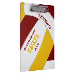 maroon gold team colours volleyball coach clipboard