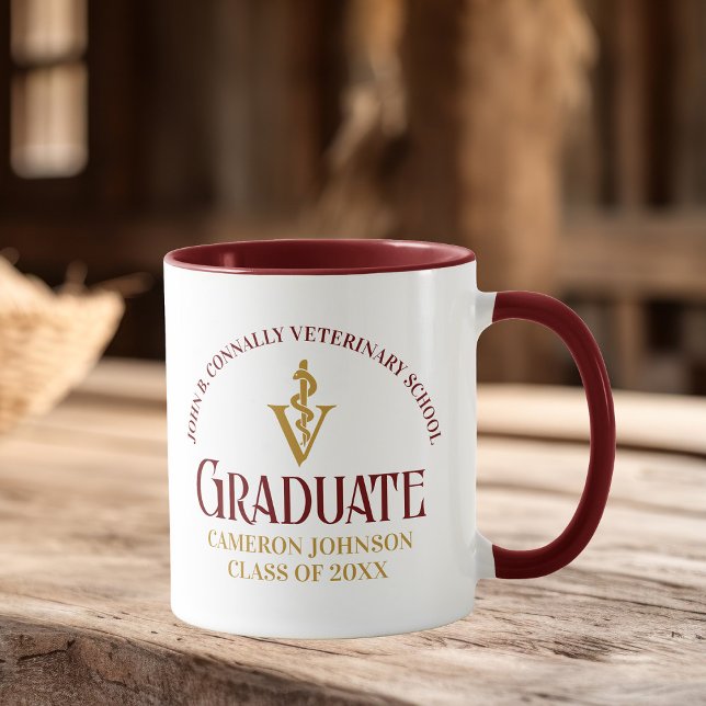 Maroon Gold Veterinary School Graduation Custom Mug (Creator Uploaded)