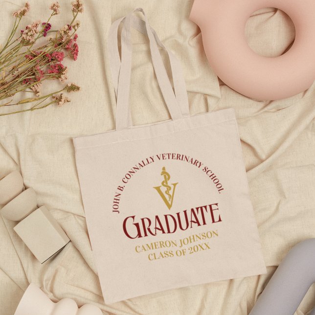 Maroon Gold Veterinary School Graduation Custom Tote Bag (Creator Uploaded)