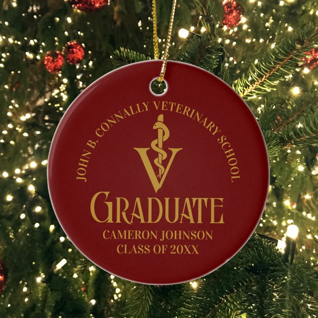 Maroon Gold Veterinary School Photo Graduation Ceramic Tree Decoration (Creator Uploaded)