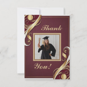 Maroon Gold White Graduation Thank You Note 2025 Card