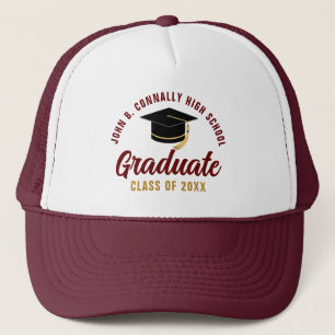 Maroon Graduate Custom Class of 2025 Graduation Trucker Hat