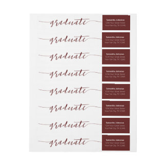 Maroon Graduate Script Modern Wrap Around Label