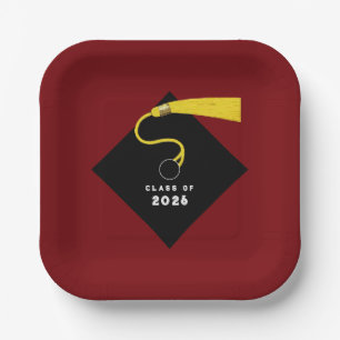 Maroon Graduation 2026 Party Paper Plate