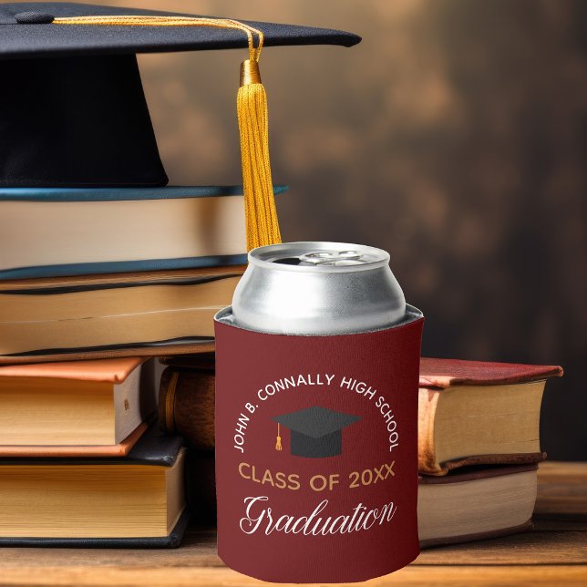 Maroon Graduation Party Custom Party Keepsake Can Cooler (Creator Uploaded)