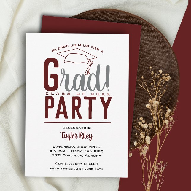 Maroon Graduation Party Invitation (Creator Uploaded)