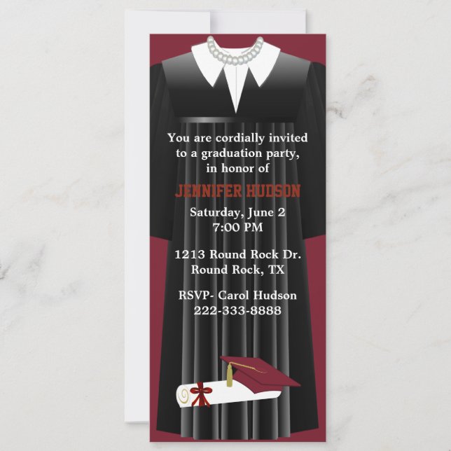 Maroon Graduation Party Invitation (Front)