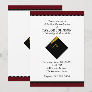 Maroon Graduation Party Invitations