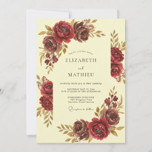 Maroon Grand Autumnal Wedding Invitation