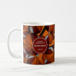 Maroon grey basketball team colours coach name coffee mug