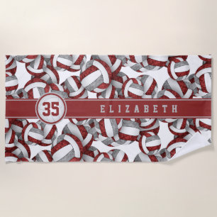 maroon grey custom volleyball team colours girls  beach towel