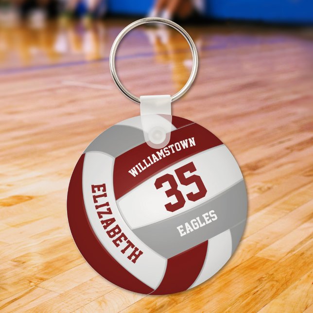 maroon grey girls boys team colours volleyball key ring (Creator Uploaded)