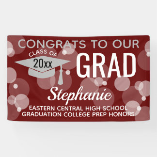 Maroon Grey Modern Bubble Congrats Grad Graduation Banner