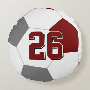 maroon grey or ANY team colours kids soccer Round Cushion
