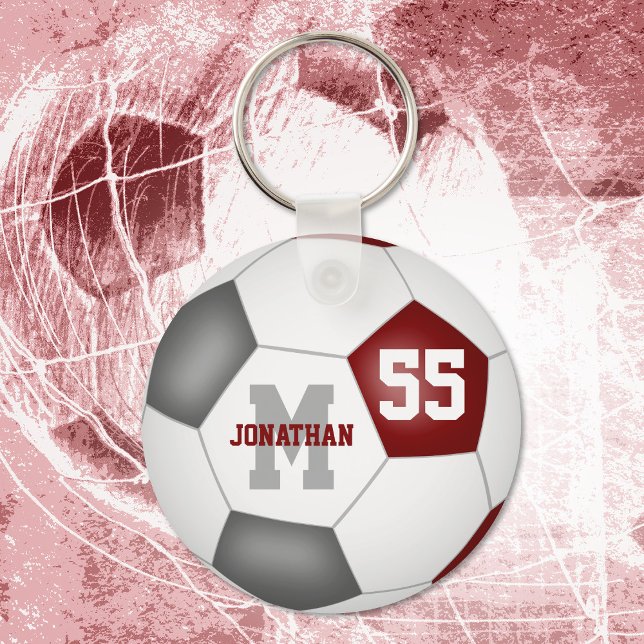 maroon grey school colours boys girls soccer ball key ring (Creator Uploaded)