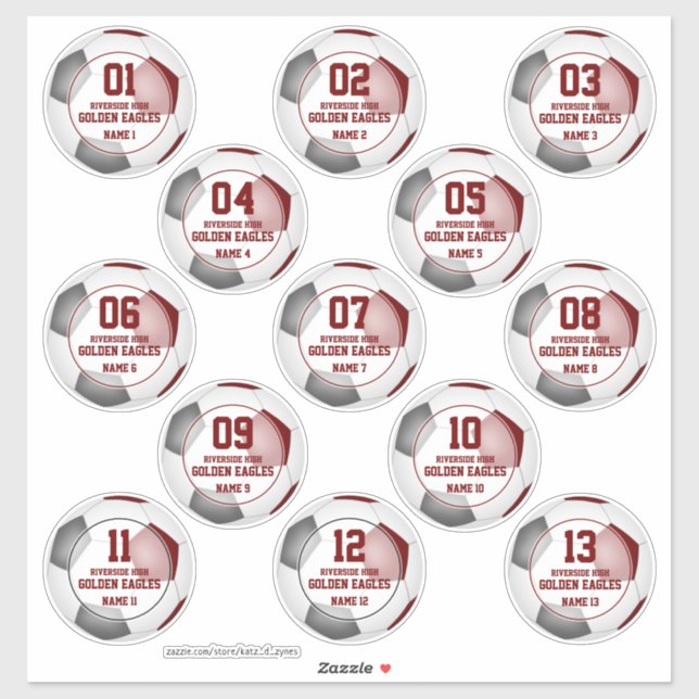 maroon grey soccer team colours set of 13 custom (Sheet)