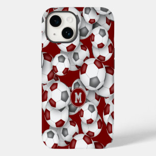Maroon grey soccer team colours sports pattern iPhone 14 case