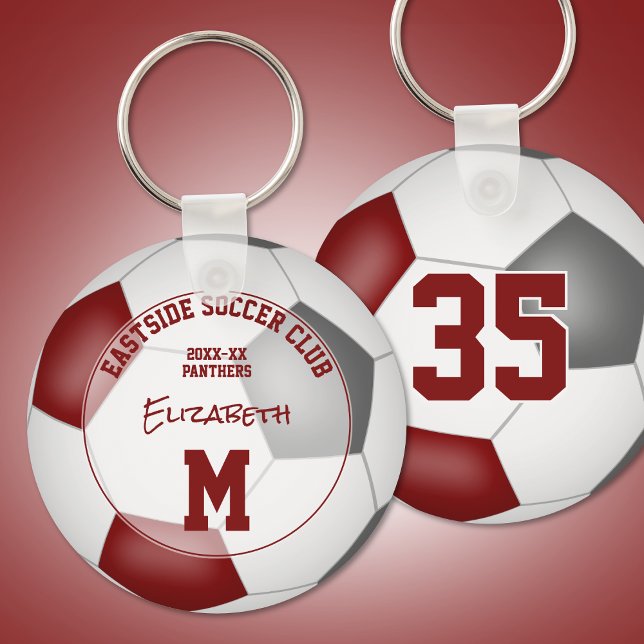 maroon grey soccer team gifts kids sports key ring (Creator Uploaded)
