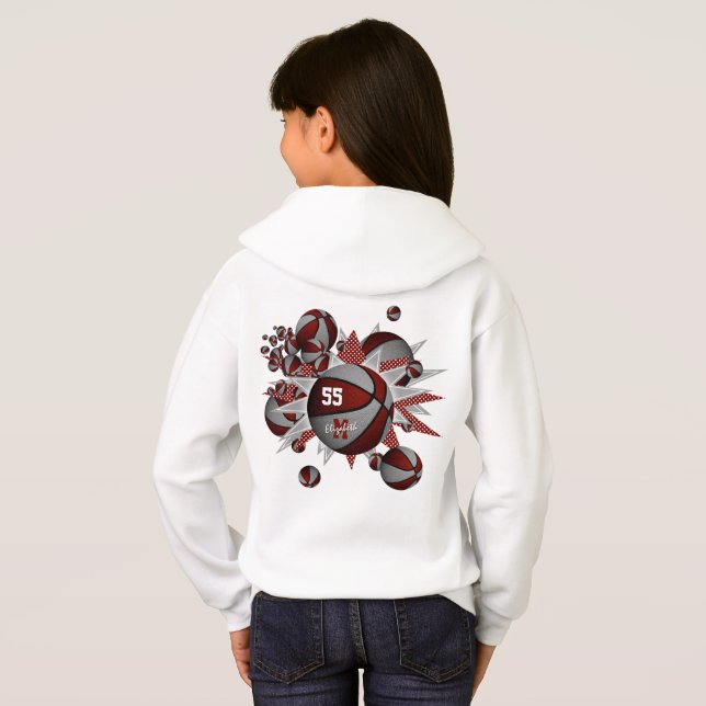 maroon grey team colours girls basketballs stars (Back Full)