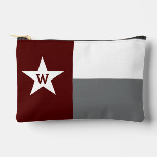 Maroon & Grey Texas Flag Accessory Pouch
