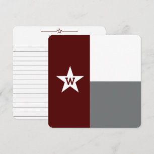 Maroon & Grey Texas Flag Flat Note Card