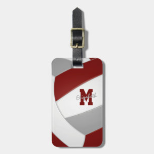 maroon grey volleyball team colours luggage tag