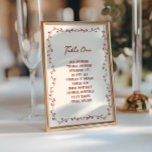 Maroon Hand Drawn Wedding Seating Chart Card<br><div class="desc">Celebrate in style with our quirky and whimsical,  downloadable wedding seating chart card,  customisable with the guests' names. This table number design comes in a beautiful shade of maroon on  a buttercream coloured background.</div>