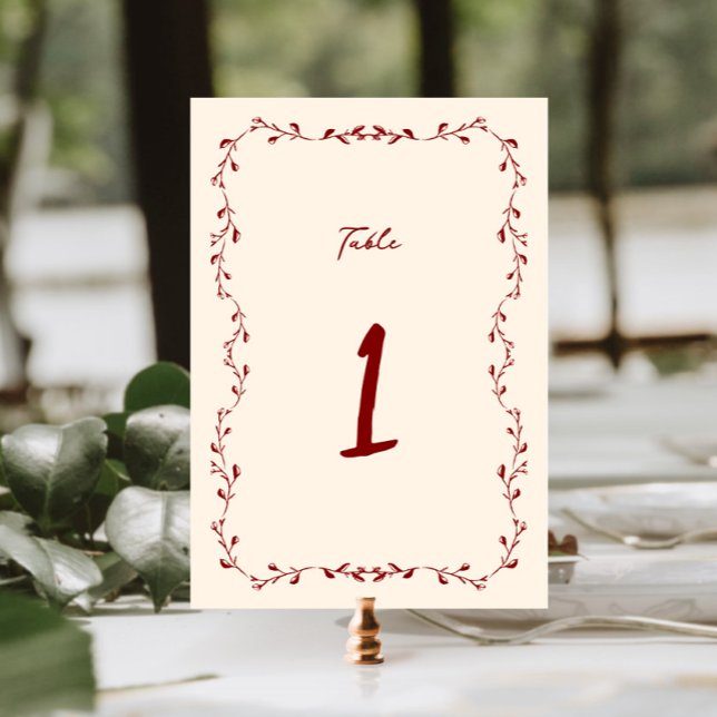 Maroon Handwritten Wedding Table Number (Creator Uploaded)