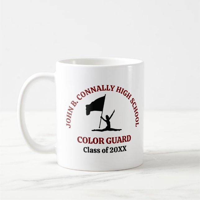 Maroon High School Colour Guard Personalised Coffee Mug (Left)