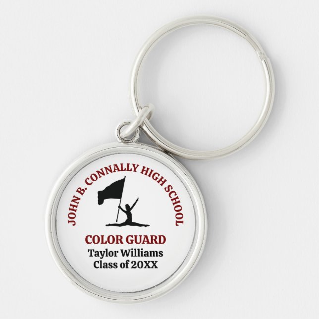 Maroon High School Colour Guard Personalised Key Ring (Front)