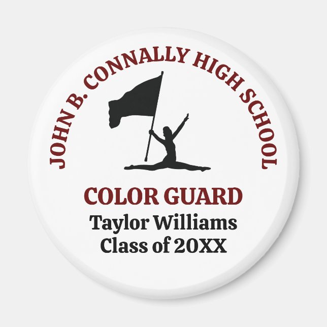 Maroon High School Colour Guard Personalised Magnet (Front)