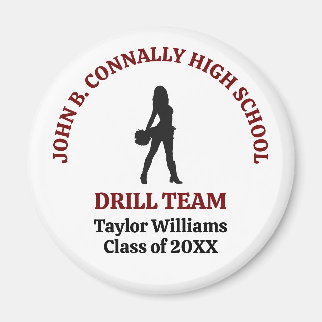 Maroon High School Drill Team Dancer Personalised Magnet (Front)