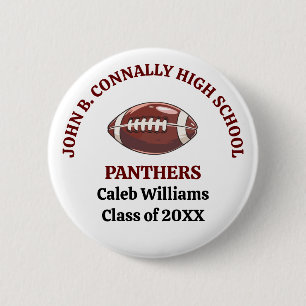 Maroon High School Football Team Customised 6 Cm Round Badge