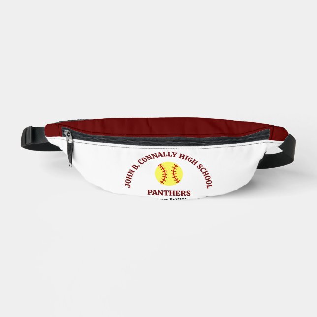 Maroon High School Softball Player Personalised Bum Bags (Front)