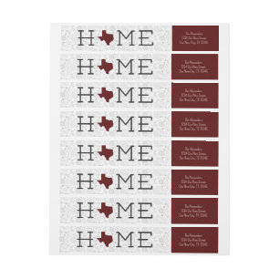 Maroon HOME Texas Wrap Around Label