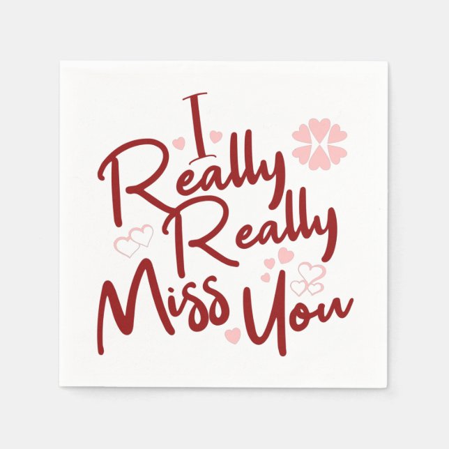 Maroon I really really miss you hearts Napkin (Front)