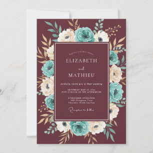Maroon Intricate Boho Wedding Invitation