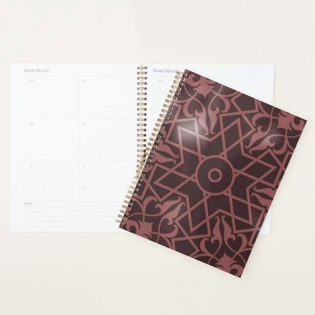 Maroon Islamic Art Geometric Pattern Planner (Display)