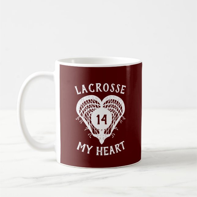 Maroon Lacrosse My Heart Coffee Mug (Left)