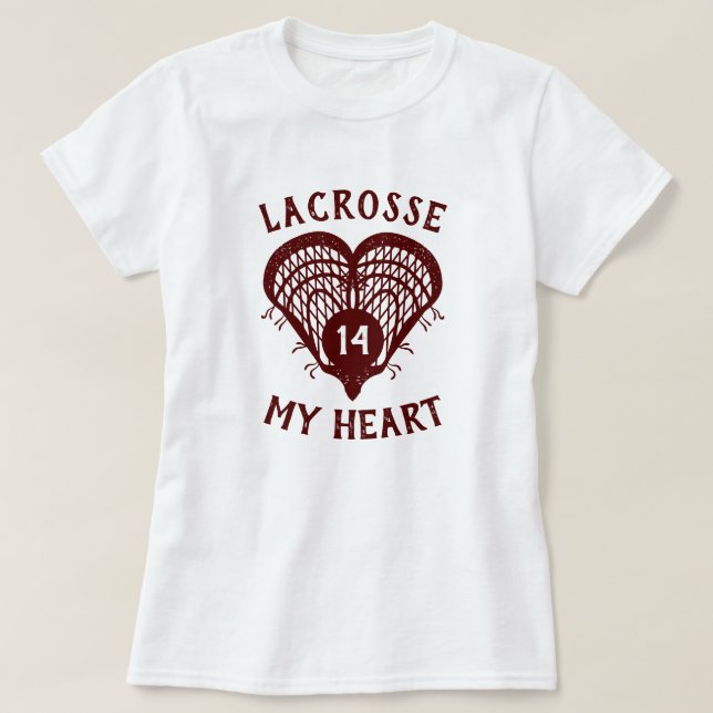 Maroon Lacrosse My Heart T-Shirt (Design Front)