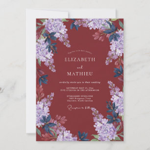 Maroon Lilac Vine Wedding Invitation