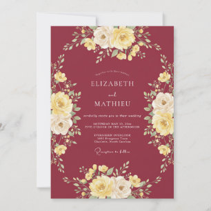 Maroon Lustrous Autumn Wedding Invitation