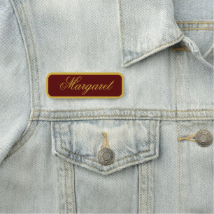 Maroon M Gold Classic Name Tag With Custom Name